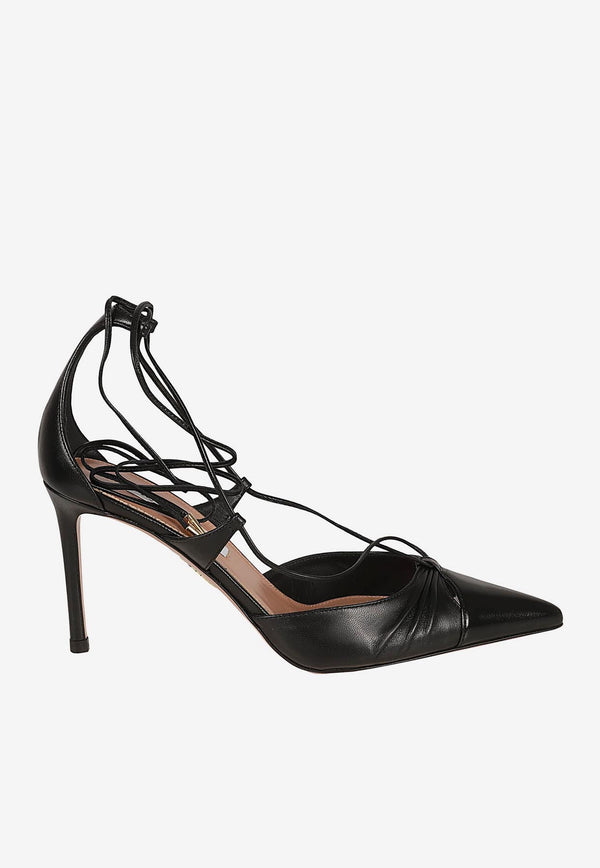 Aquazzura Gabi 85 Leather Pumps GBIMIDP0-NNG000 BLACK