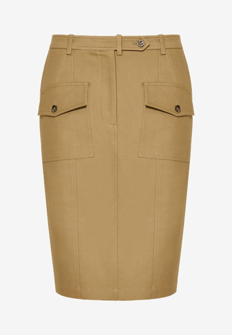 Tom Ford Pencil Midi Skirt GC5768-FAX1402 FG510 Brown