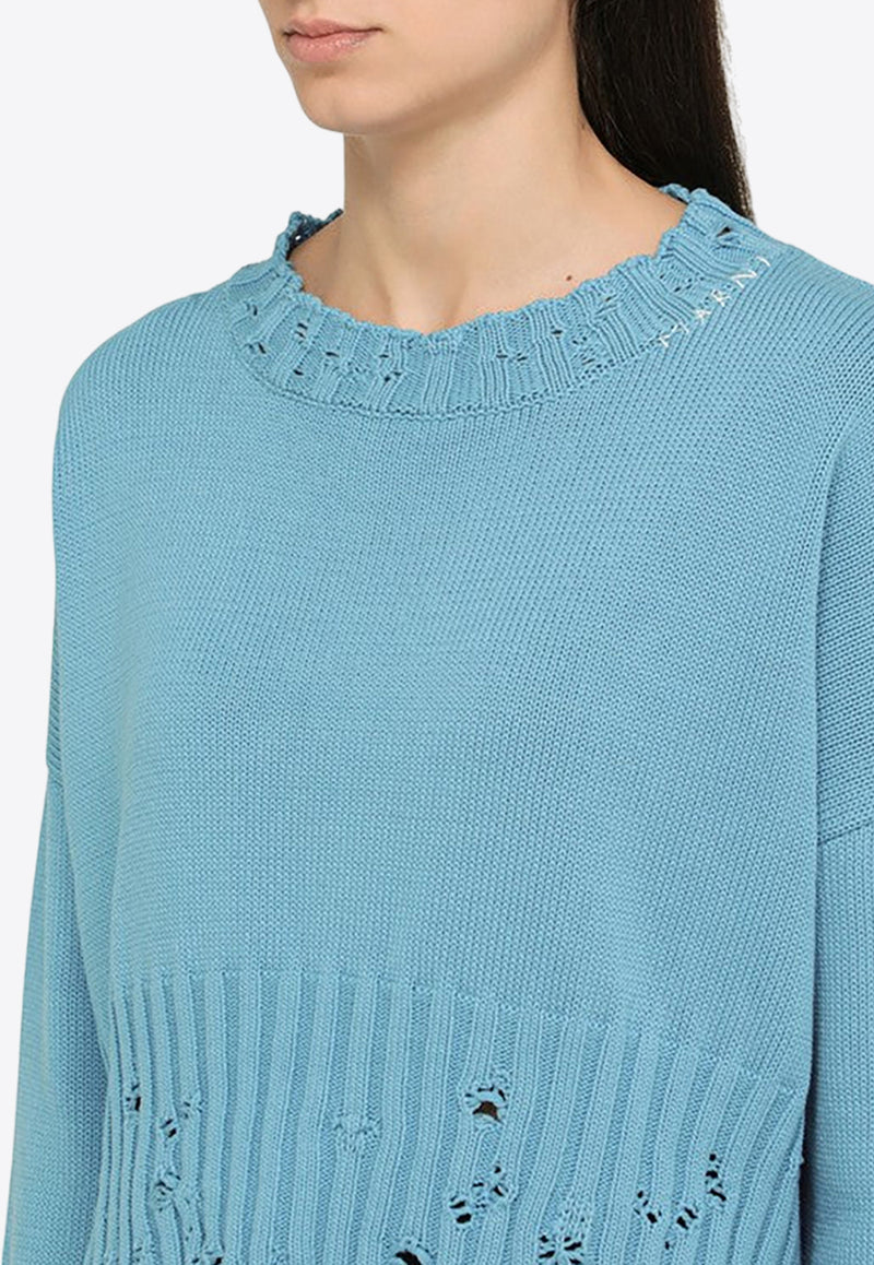 Marni Distressed Cropped Sweater Blue GCMD0276A1UFC652/O_MARNI-00B50