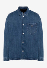 Prada Triangle Logo Denim Shirt Denim GEC07115N1/P_PRADA-F0V3N