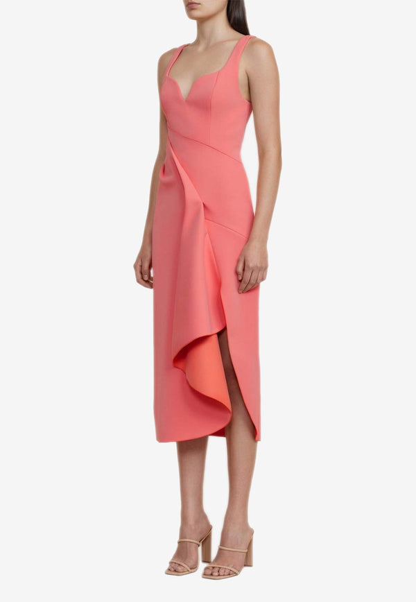 Acler Gowrie Draped Midi Dress Pink