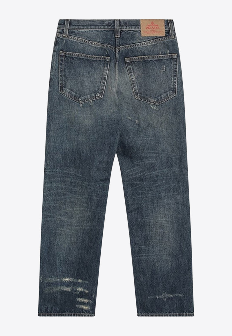 Prada Logo Patch Distressed Faded Jeans Blue GFP536OOO1631/R_PRADA-F0008