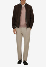 Herno Zip-Up Suede Jacket Dark Brown GI000657U_DARK BROWN