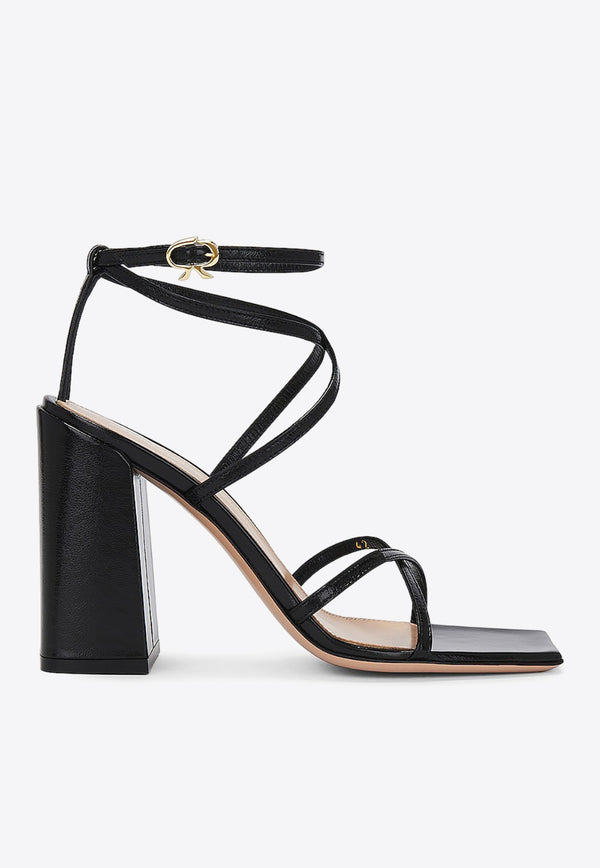 Gianvito Rossi 105 Cross-Over Leather Sandals G32335 95RIC NUINERO NUIT BLACK