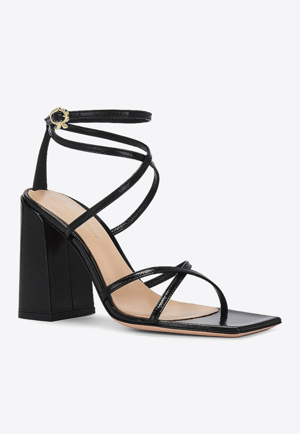 Gianvito Rossi 105 Cross-Over Leather Sandals G32335 95RIC NUINERO NUIT BLACK
