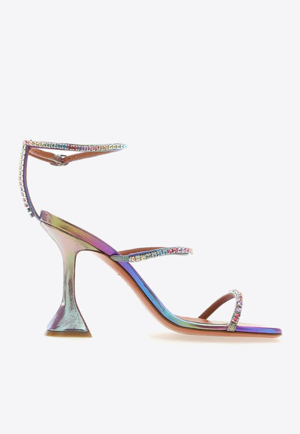 Amina Muaddi Gilda 95 Crystal Embellished Sandals Multicolor GILDASANDAL_000_UNICORN