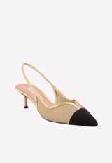 Aquazzura Gia 50 Mesh Slingback Pumps Gold GIMMIDL0-CGPGBK GOLD/BLACK