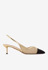 Aquazzura Gia 50 Mesh Slingback Pumps Gold GIMMIDL0-CGPGBK GOLD/BLACK