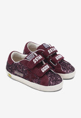Golden Goose DB Kids Girls Old School Glittered Sneakers Burgundy GJF00111F008033/S_GOLDE-40151