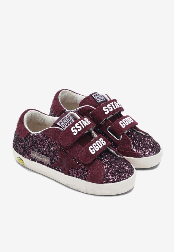 Golden Goose DB Kids Girls Old School Glittered Sneakers Burgundy GJF00111F008033/S_GOLDE-40151