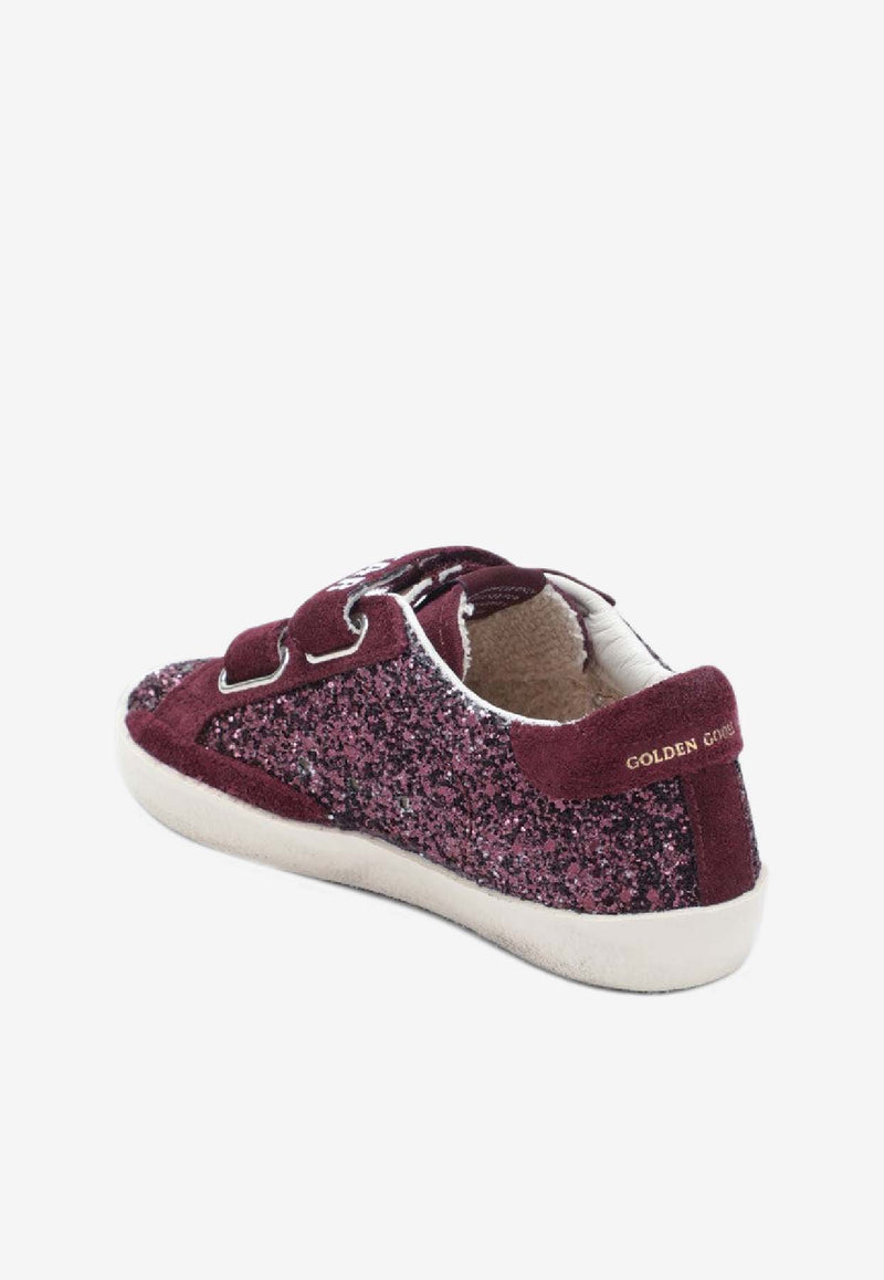 Golden Goose DB Kids Girls Old School Glittered Sneakers Burgundy GJF00111F008033/S_GOLDE-40151