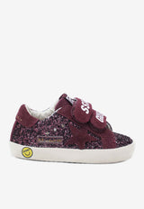 Golden Goose DB Kids Girls Old School Glittered Sneakers Burgundy GJF00111F008033/S_GOLDE-40151