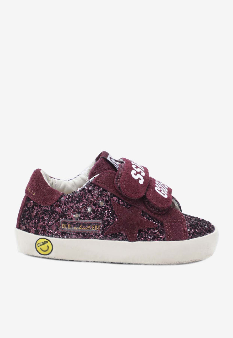 Golden Goose DB Kids Girls Old School Glittered Sneakers Burgundy GJF00111F008033/S_GOLDE-40151