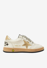 Golden Goose DB Kids Girls Junior Ball-Star Sneakers with Metallic Star Patch White GJF00439.F004244.10272_WHITE GOLD