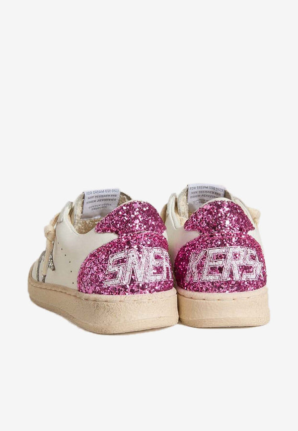 Golden Goose DB Kids Baby Girls Ball Star Glittered Sneakers White GJF00439.F007453.11115_WHITE MULT