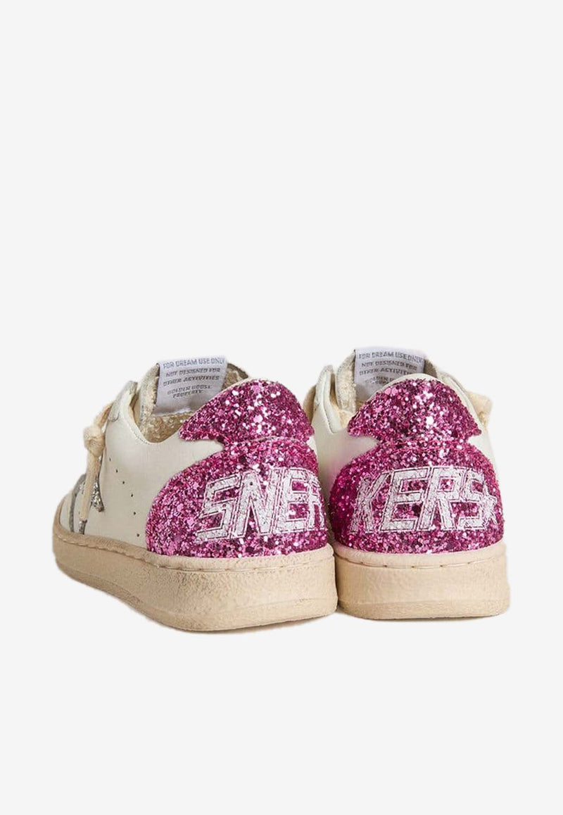 Golden Goose DB Kids Baby Girls Ball Star Glittered Sneakers White GJF00439.F007453.11115_WHITE MULT