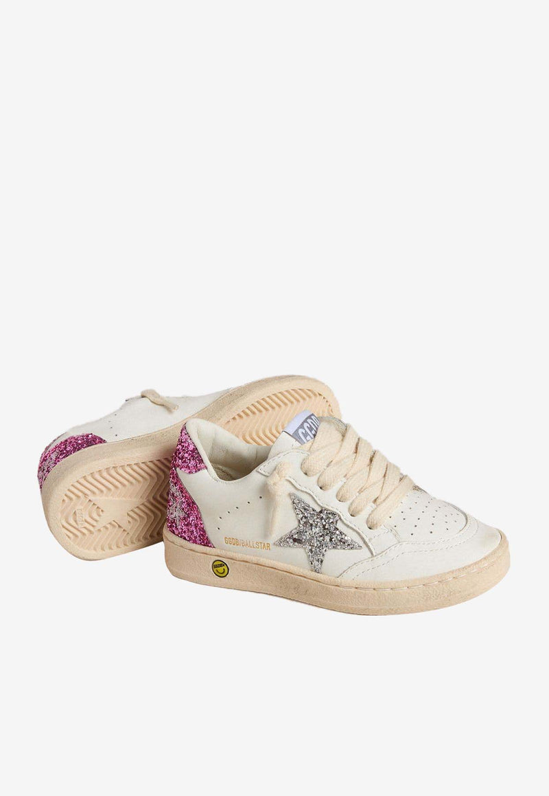 Golden Goose DB Kids Baby Girls Ball Star Glittered Sneakers White GJF00439.F007453.11115_WHITE MULT