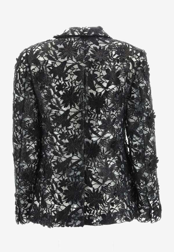 Comme Des Garçons Floral Lace Single-Breasted Blazer Black GKJ014_000_BLACK