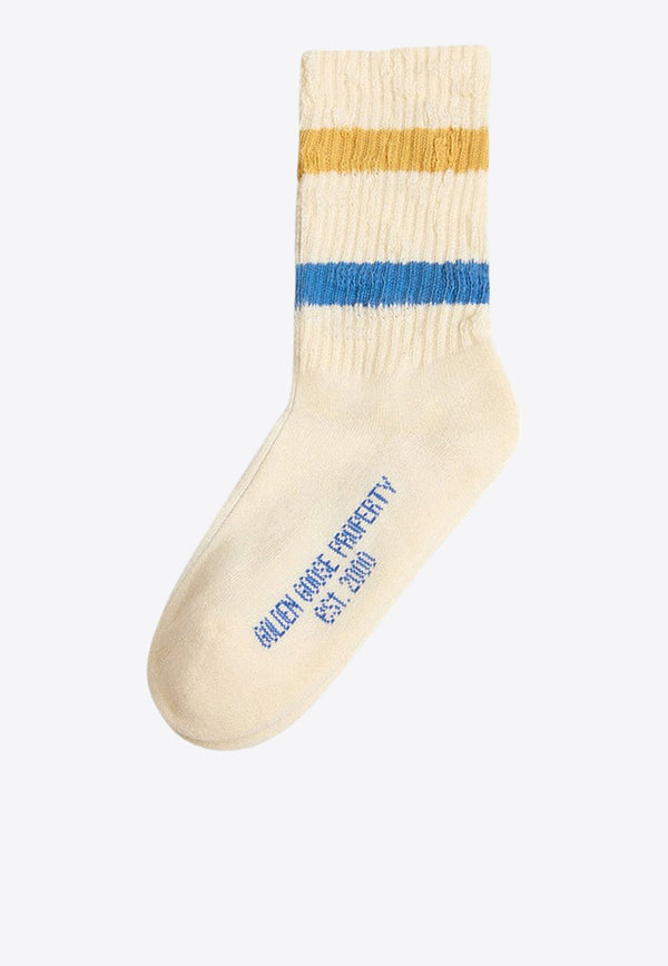 Golden Goose DB Kids Girls Ribbed Logo Socks Ivory GKP00883DP001107/P_GOLDE-11974