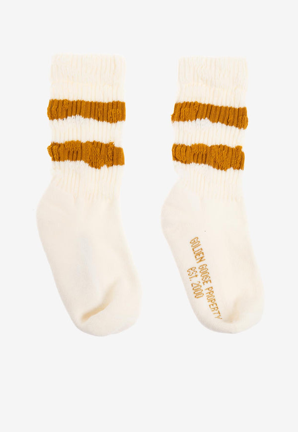 Golden Goose DB Kids Kids Logo-Printed Ankle Socks White GKP00883P001107_12296