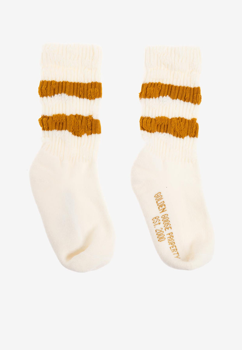 Golden Goose DB Kids Kids Logo-Printed Ankle Socks White GKP00883P001107_12296