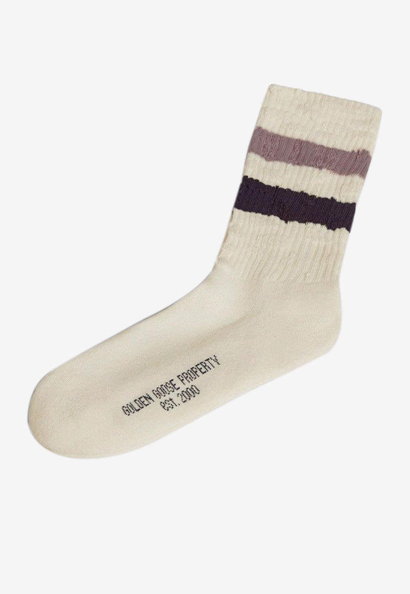 Golden Goose DB Kids Girls Distressed Socks White GKP00883P001107/R_GOLDE-12297