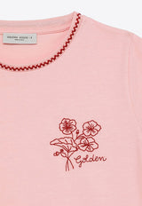 Golden Goose DB Kids Girls Embroidered Crewneck T-shirt Pink GKP01390P001492/O_GOLDE-25182
