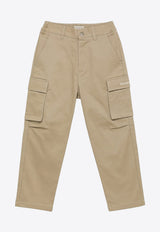 Golden Goose DB Kids Boys Logo Embroidered Cargo Pants Beige GKP01761P001538/O_GOLDE-15567