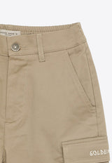 Golden Goose DB Kids Boys Logo Embroidered Cargo Pants Beige GKP01761P001538/O_GOLDE-15567