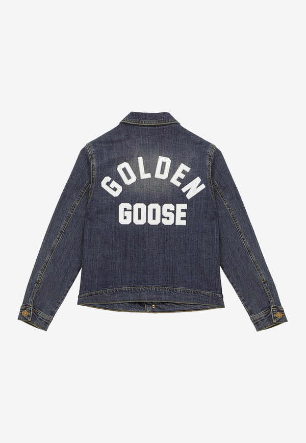 Golden Goose DB Kids Girls Washed Denim Logo Jacket Blue GKP01857P001536/O_GOLDE-50765