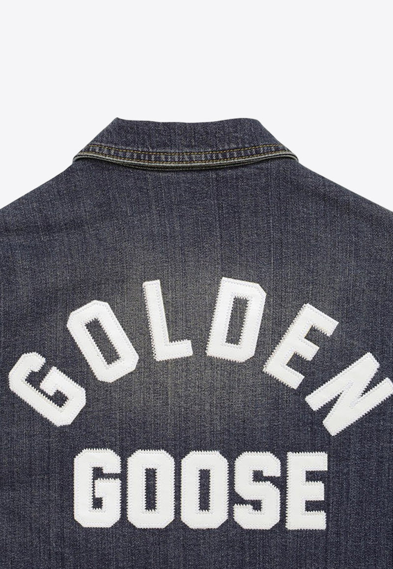 Golden Goose DB Kids Girls Washed Denim Logo Jacket Blue GKP01857P001536/O_GOLDE-50765