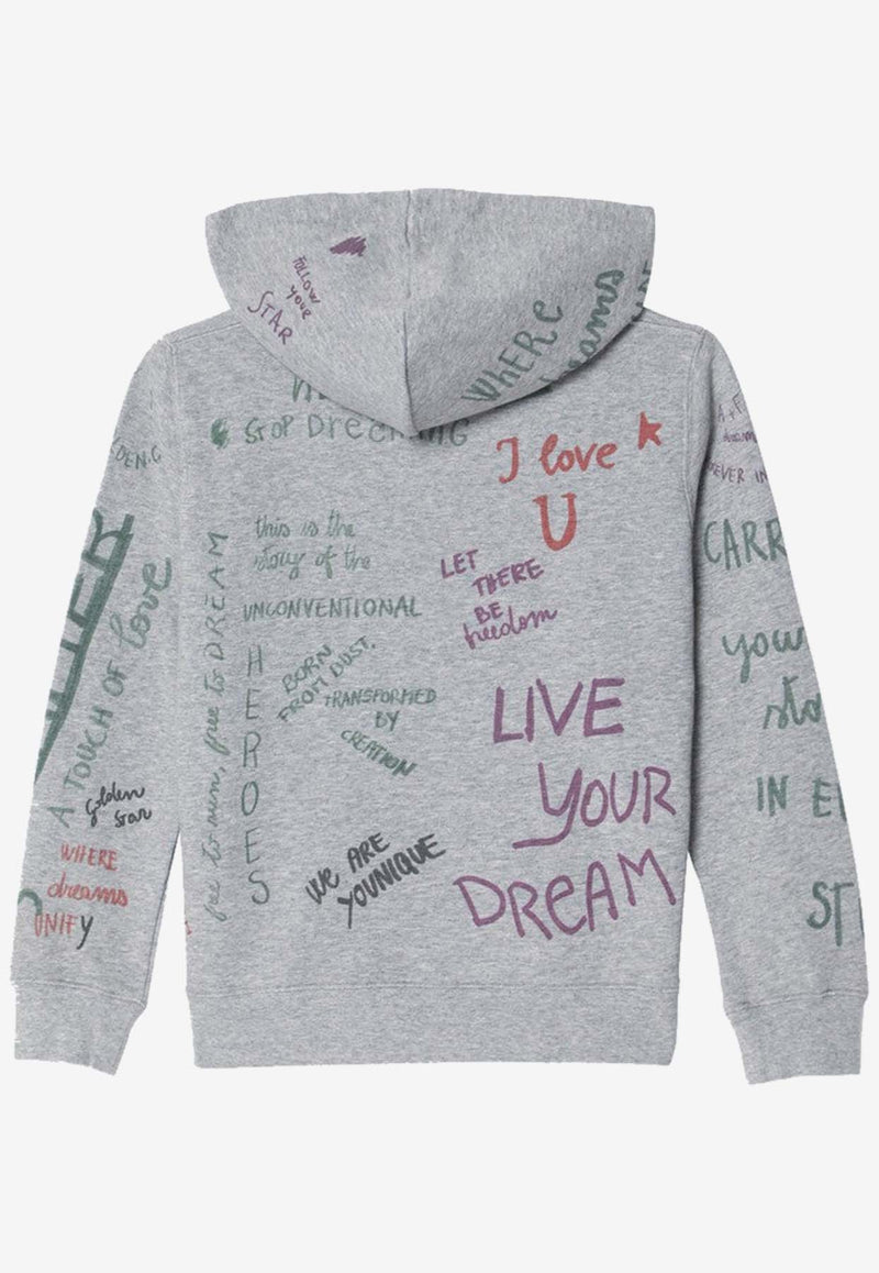 Golden Goose DB Kids Boys All-Over Print Hooded Sweatshirt Gray GKP02044P002189/R_GOLDE-60624