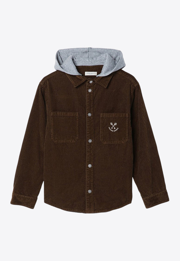 Golden Goose DB Kids Boys Corduroy Hooded Jacket Brown GKP02047P001728/P_GOLDE-55615