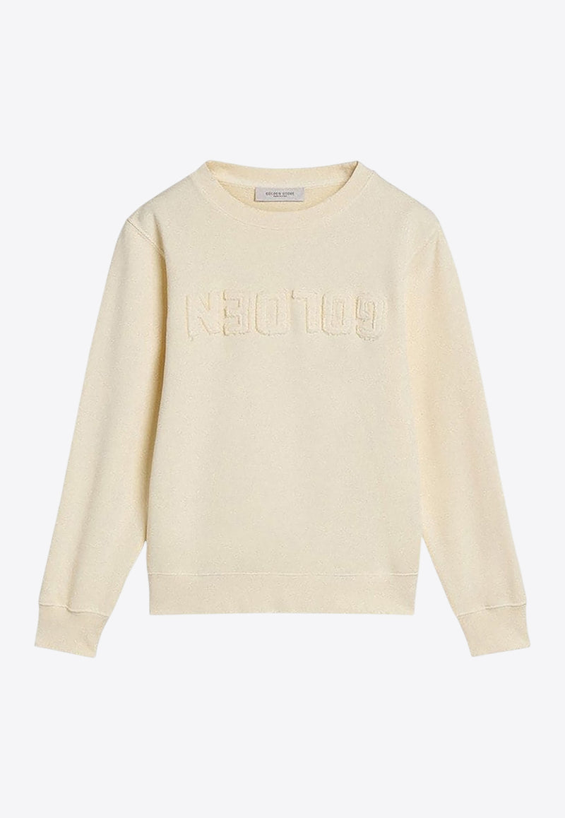 Golden Goose DB Kids Girls Embossed Logo Sweatshirt Ivory GKP02214P002244/R_GOLDE-11364