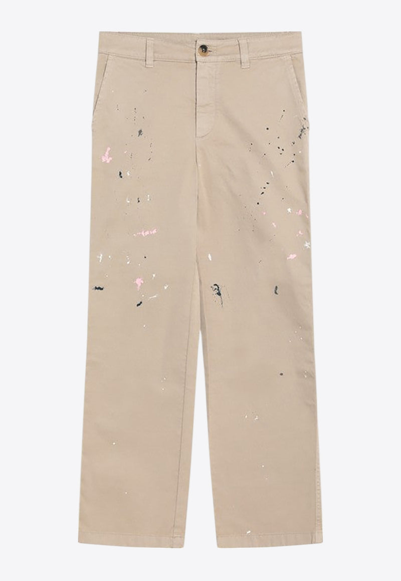 Golden Goose DB Kids Girls Chino Pants with Splashes Beige GKP02394P002220/R_GOLDE-15412