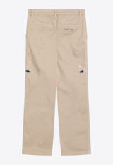 Golden Goose DB Kids Girls Chino Pants with Splashes Beige GKP02394P002220/R_GOLDE-15412