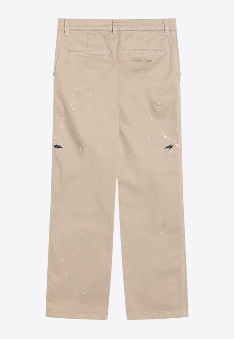 Golden Goose DB Kids Girls Chino Pants with Splashes Beige GKP02394P002220/R_GOLDE-15412