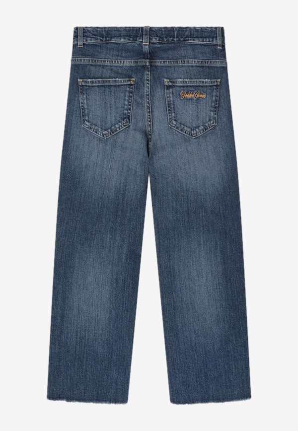 Golden Goose DB Kids Boys Raw-Edge Washed Jeans Blue GKP02411P002180/R_GOLDE-50765