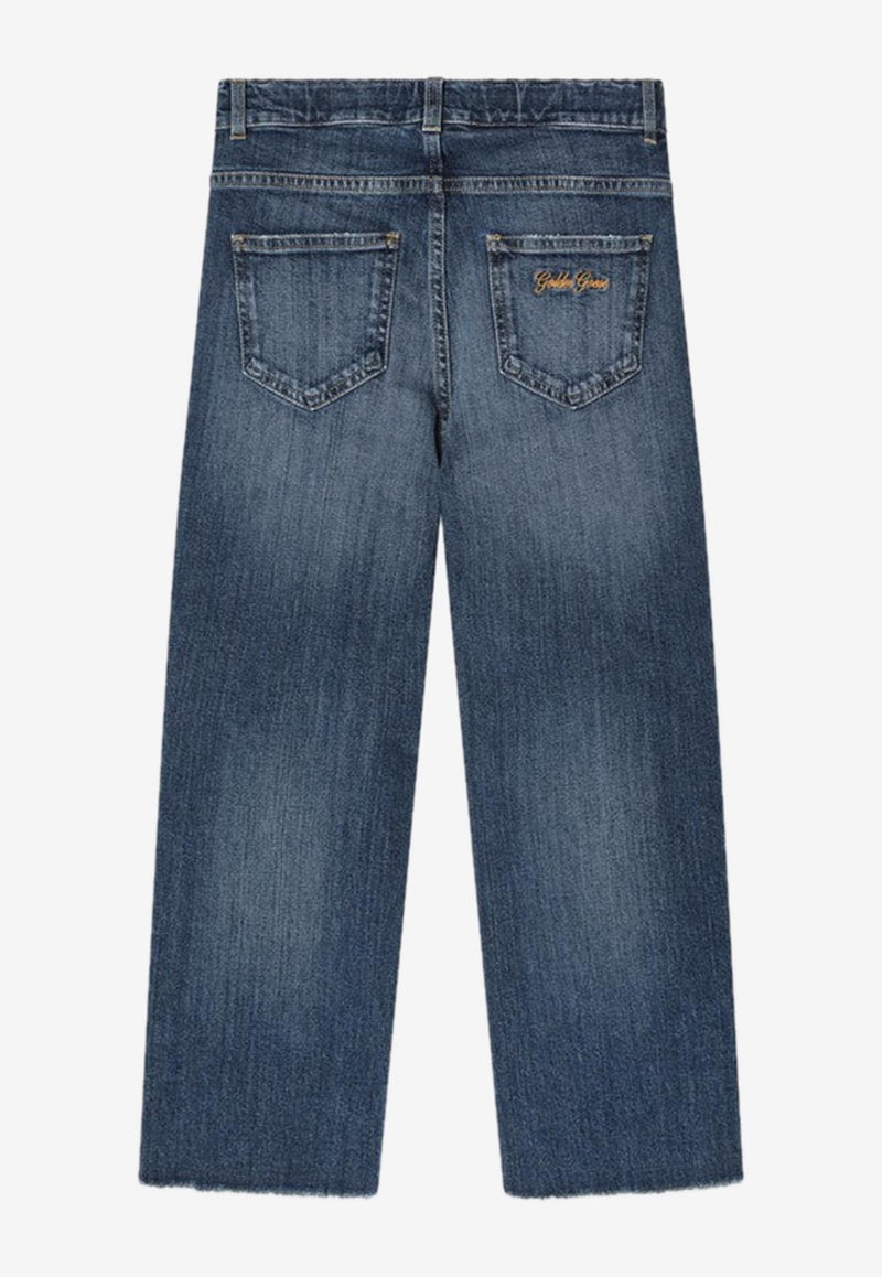 Golden Goose DB Kids Boys Raw-Edge Washed Jeans Blue GKP02411P002180/R_GOLDE-50765