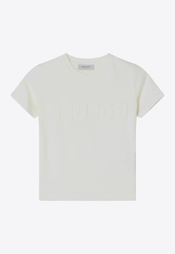 Golden Goose DB Kids Girls Embossed Golden T-shirt White GKP02441P002243/R_GOLDE-11364
