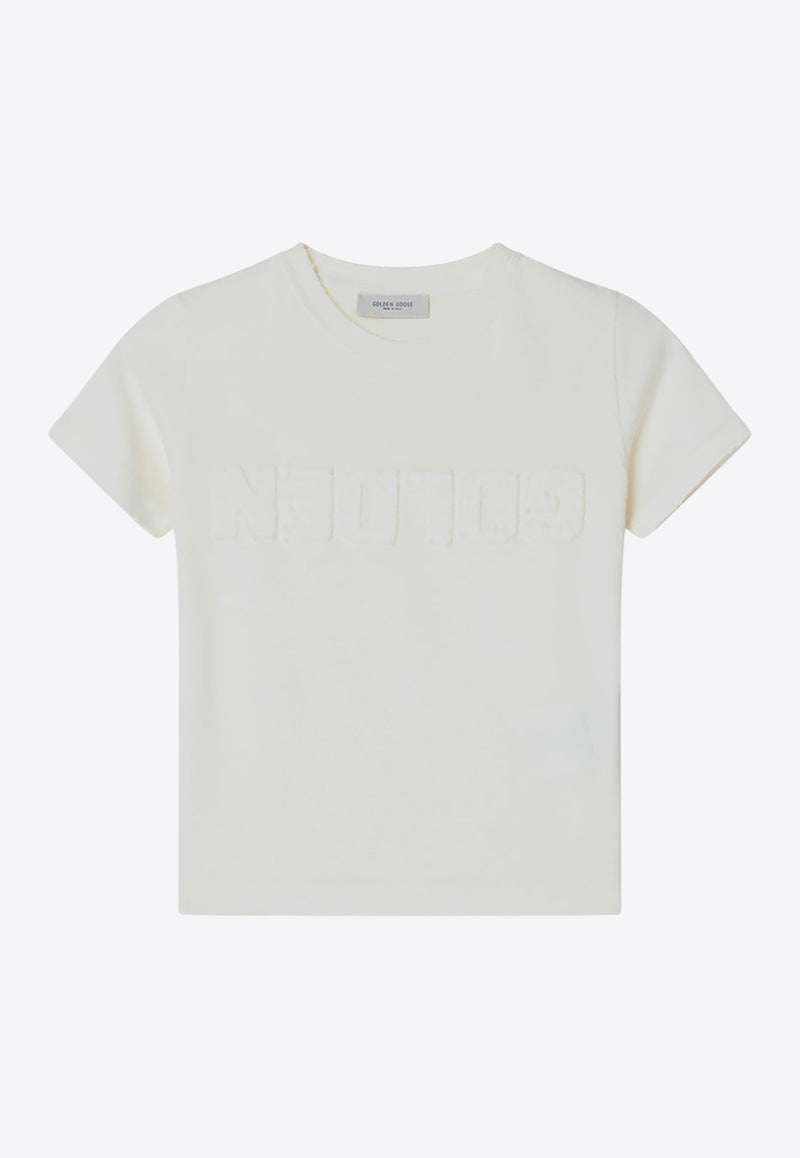 Golden Goose DB Kids Girls Embossed Golden T-shirt White GKP02441P002243/R_GOLDE-11364