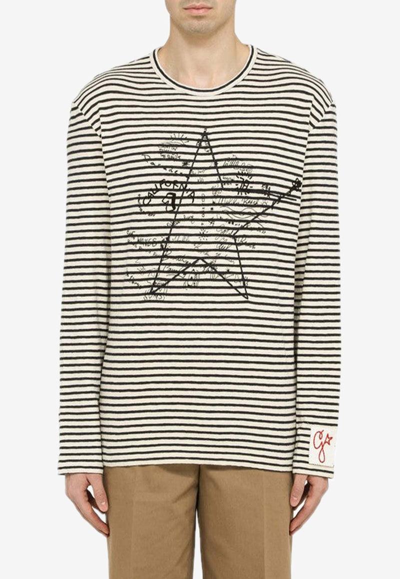 Golden Goose DB Embroidered Long-Sleeved Striped T-shirt GMP00856P000645/M_GOLDE-81266