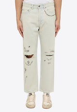 Golden Goose DB Printed Ripped Jeans Blue GMP01186P000635/O_GOLDE-50100