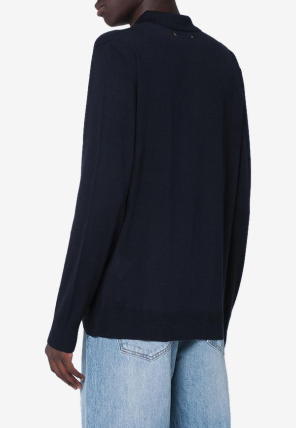 Golden Goose DB Long-Sleeved Wool Polo T-shirt Navy GMP01353P001041/R_GOLDE-50501