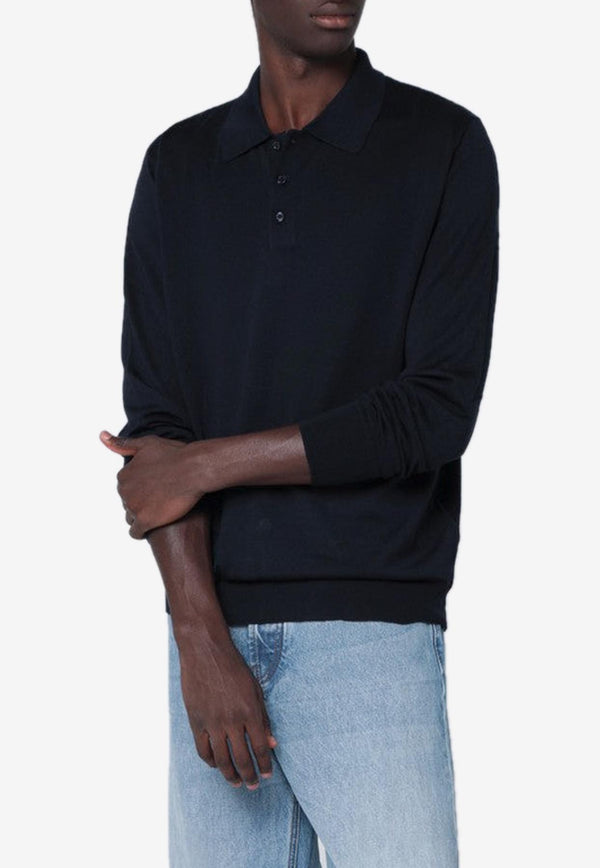 Golden Goose DB Long-Sleeved Wool Polo T-shirt Navy GMP01353P001041/R_GOLDE-50501