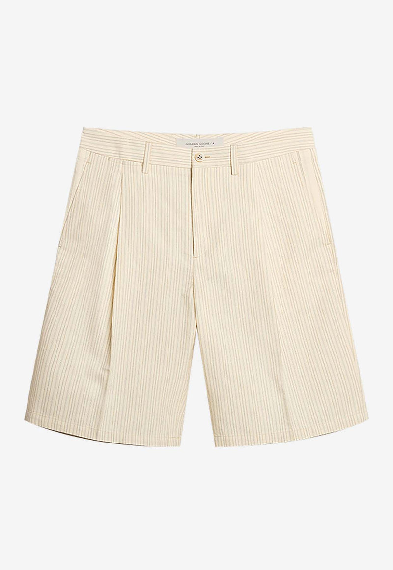 Golden Goose DB Vintage Stripe Bermuda Shorts Off-white GMP01814.P001441.82523OFF WHITE/ECRU