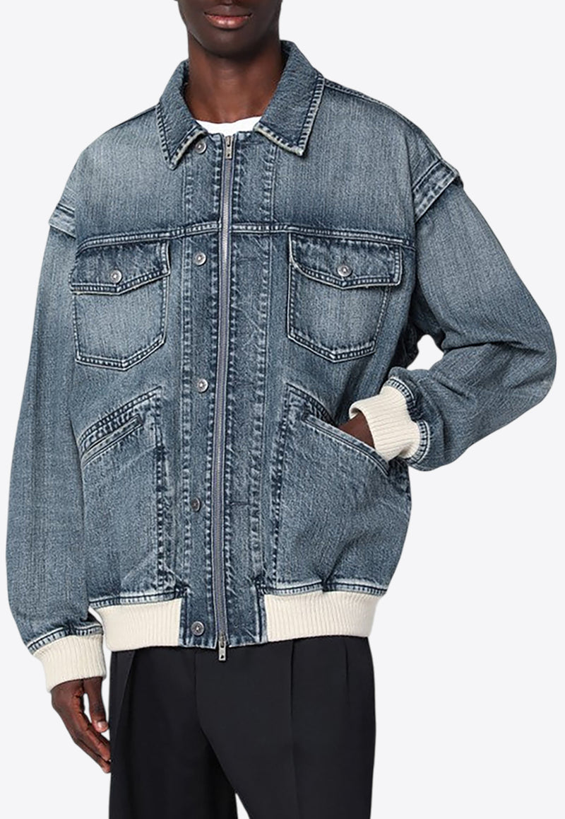 Golden Goose DB Oversized Zip-Up Denim Jacket Blue GMP02125P001853/Q_GOLDE-50100