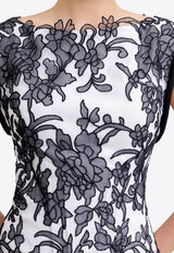GEMY MAALOUF Structured-Shoulders Lace Gown Monochrome GMPF25 7572LD_BLACK WHIT