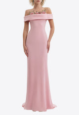 GEMY MAALOUF Off-Shoulder Beaded Gown Pink GMR26 7744LD_PINK