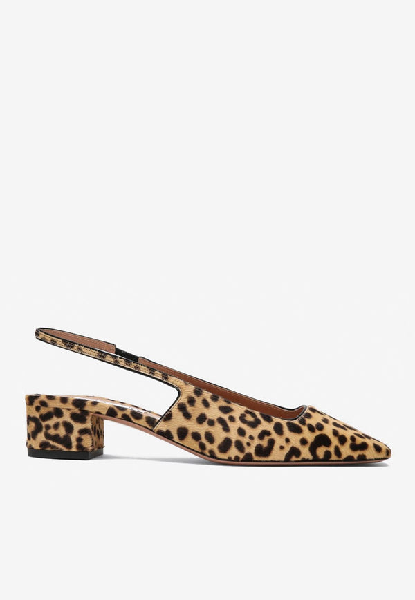 Aquazzura Ginza 35 Leopard Print Slingback Pumps Beige GNZMIDL0LYN/R_AQUA-NAT